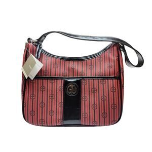 Giani Bernini Red & Black Signature Striped Hobo Bag Purse NWT